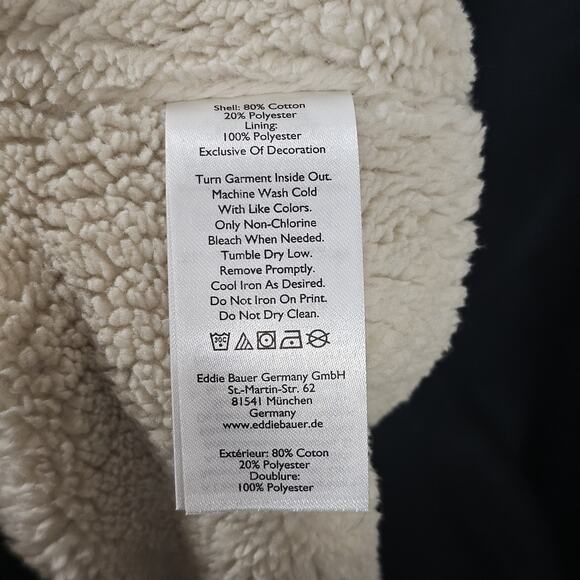 Eddie Bauer Pullover Mens 2XL Black Sherpa Fleece Lined 1/4 Zip Outdoor Warm - Picture 4 of 5